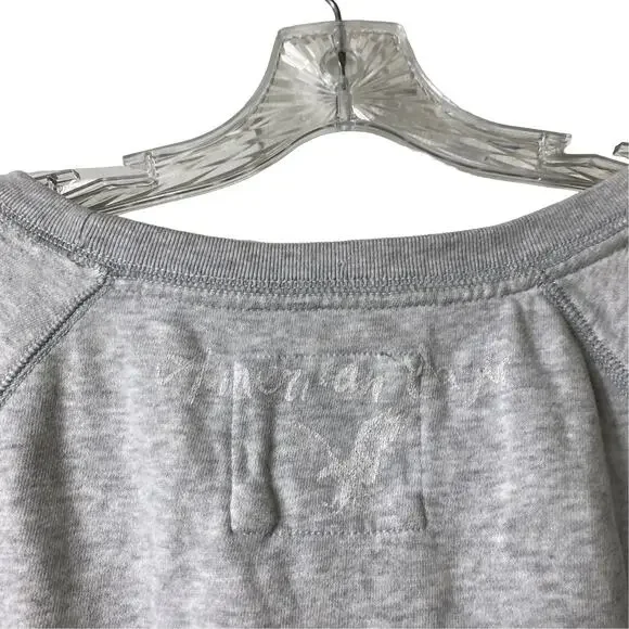 American Eagle Gray Cropped Long Sleeve Sweatshirt Size S‎  (2466) - Picture 3 of 5